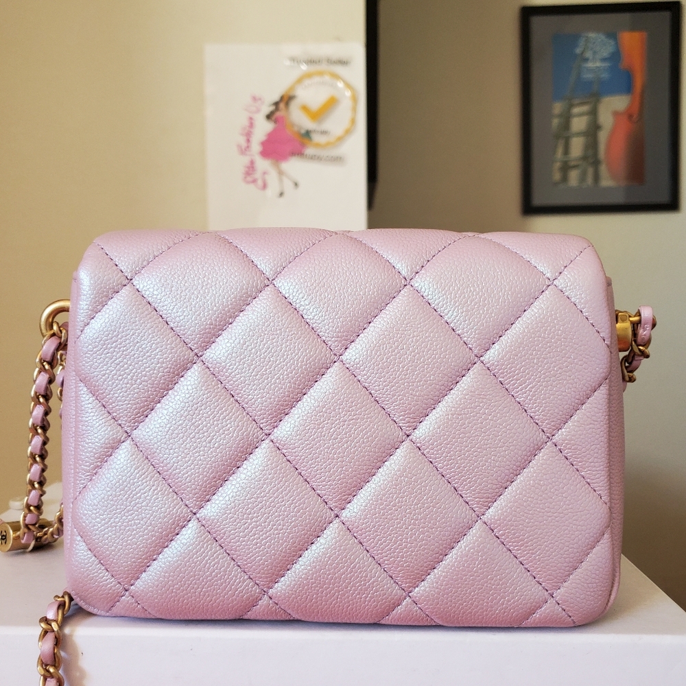 Chanel my perfect mini flap bag iridescent pink caviar aged gold hw - Picture 6 of 12